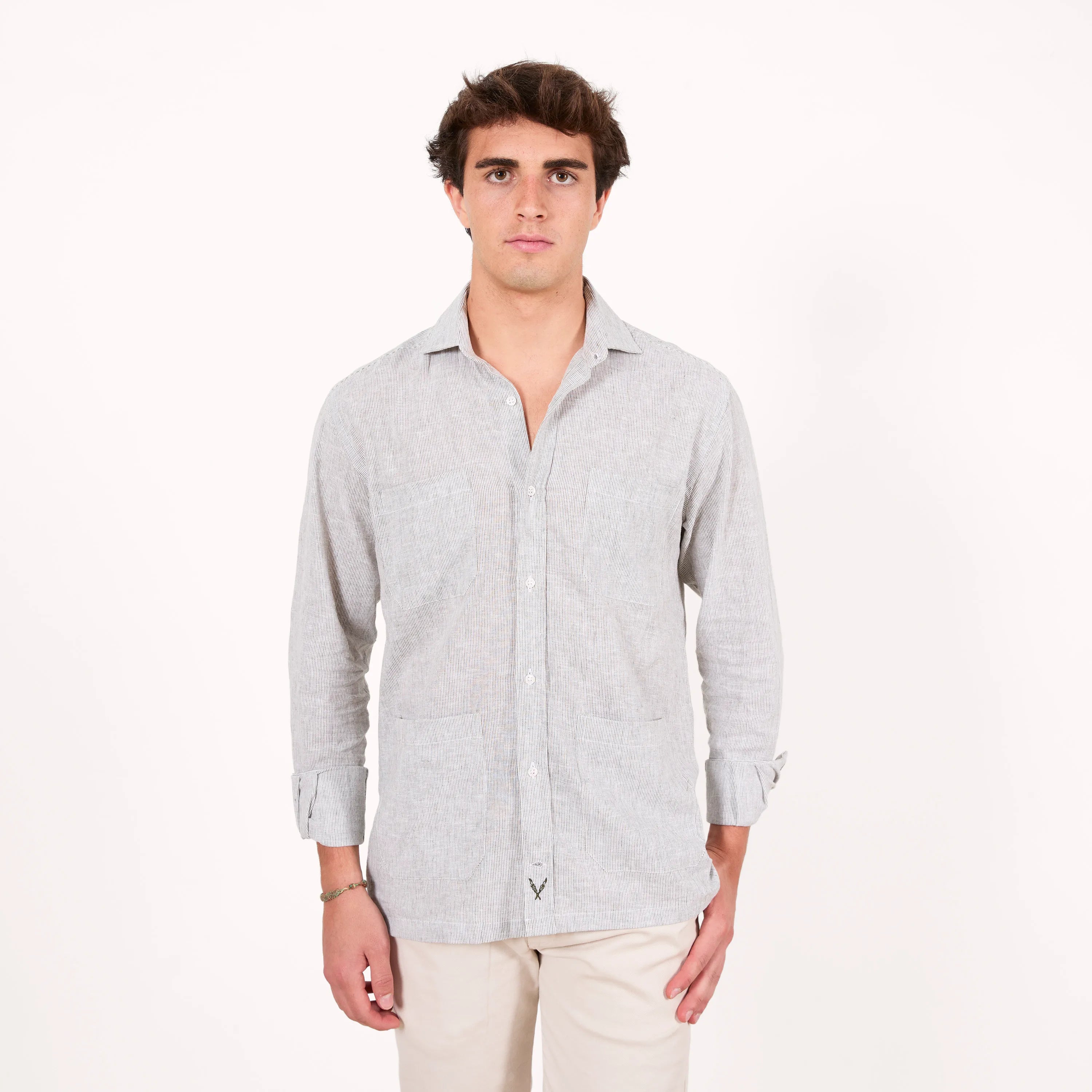 Guayabera rayas verdes